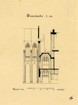 39860 Doorsnede van de twee zuidelijke traveeën van het schip van de Domkerk te Utrecht en de bisschopsloge boven de ...